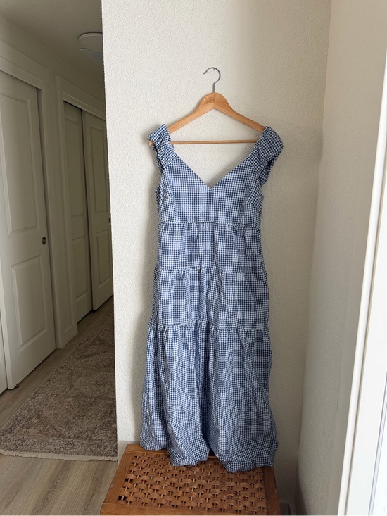 Old Navy Dresses & Skirts - Old Navy Blue Gingham Ruffle Strap Maxi Dress